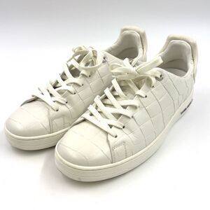 Louis Vuitton Front Low Line Croco Shape Pressed Leather White Sneakers
